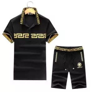 versace jogging survetement manches courtes check noir